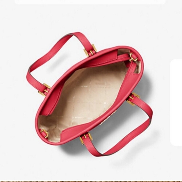 NEW Michael Kors - Jet Set Travel Small Saffiano Leather Top-Zip Tote Bag - Red - Picture 3 of 5